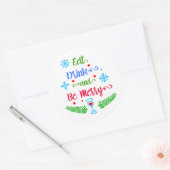 Eet, Drink en wees Merry, kerstfeestdag, ZSSPG Ronde Sticker (Envelop)