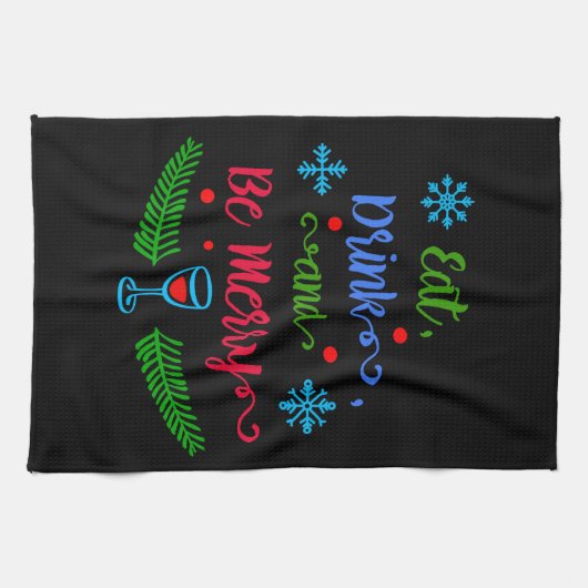 Eet, Drink en wees Merry, kerstfeestdag, ZSSPG Theedoek (Horizontaal)