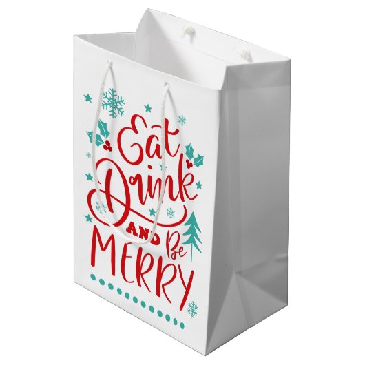 Eet, Drink en wees Merry Medium Cadeauzakje (Voorkant Gekanteld)