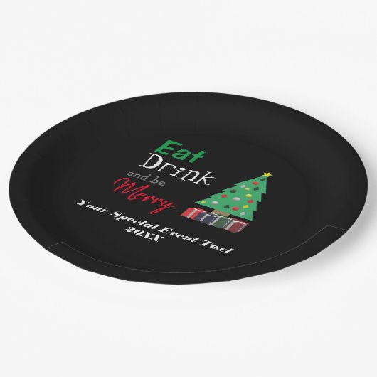 Eet, Drink en wees Merry Papieren Bordje (Gekanteld)
