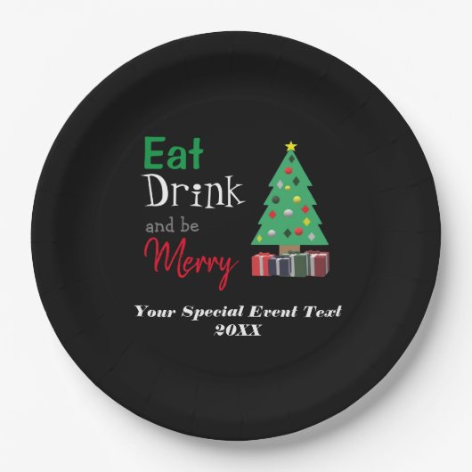 Eet, Drink en wees Merry Papieren Bordje (Voorkant)