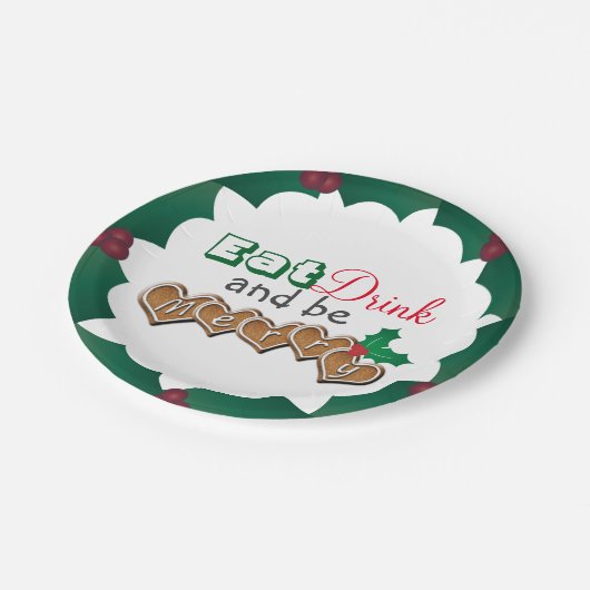 Eet, Drink en wees Merry Papieren Bordje (Gekanteld)