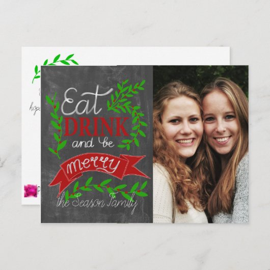 Eet, drink en wees Merry Photo Card Briefkaart (Voorkant / Achterkant)