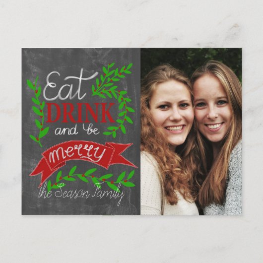 Eet, drink en wees Merry Photo Card Briefkaart (Voorkant)