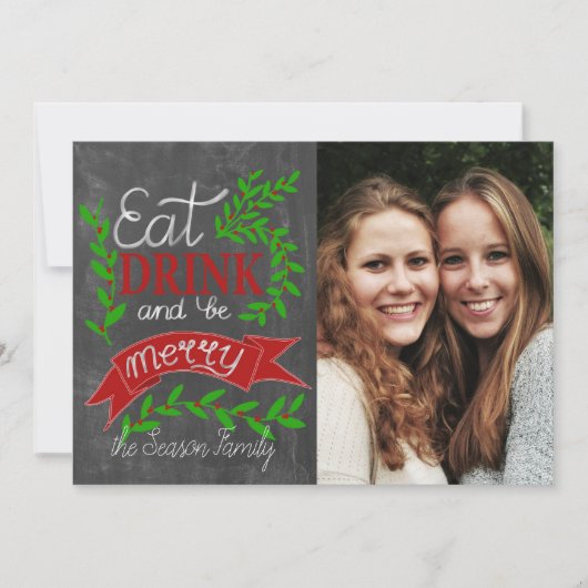 Eet, drink en wees Merry Photo Card Kaart (Voorkant)