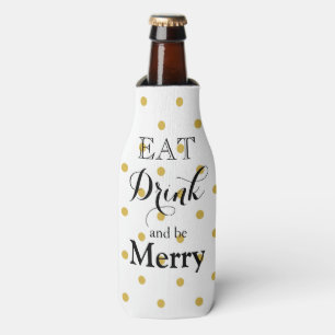 Eet Drink en wees Merry - polka dot design Flesjeskoeler