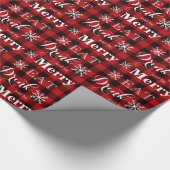 Eet Drink en wees Merry rood-zwart geruite patroon Cadeaupapier (Hoek)
