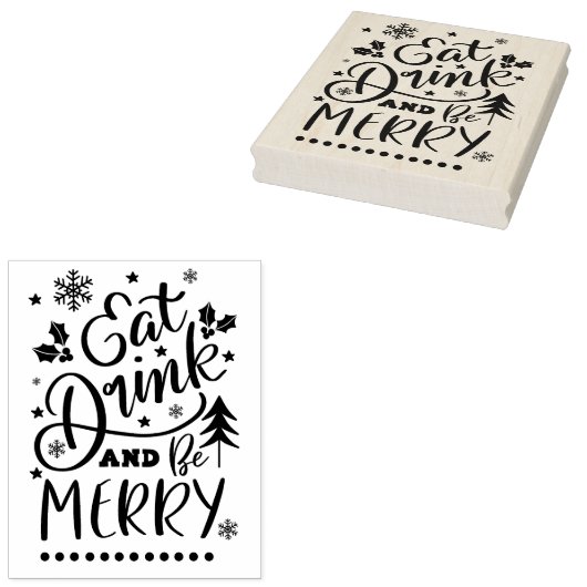 Eet Drink en wees Merry Rubberstempel (Gestempeld)