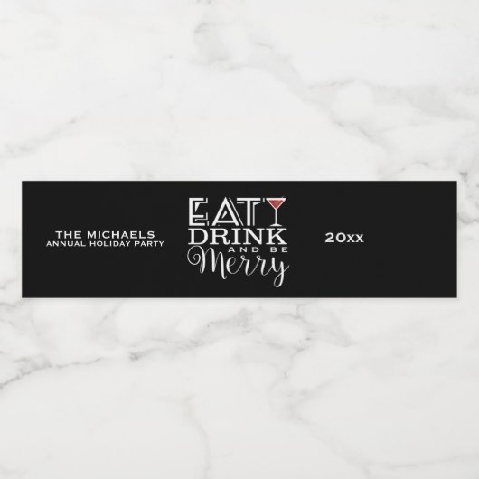 Eet, Drink en wees Merry, Stripes Waterfles Etiket (Enkel label)