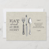 Eet, Drink en wees Merry | Uitnodiging voor Linen (Voorkant)