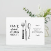 Eet, Drink en wees Merry | Uitnodiging voor wit (Staand voorkant)
