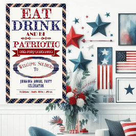 Eet Drink en wees patriottisch 4 juli Welkom solda Spandoek