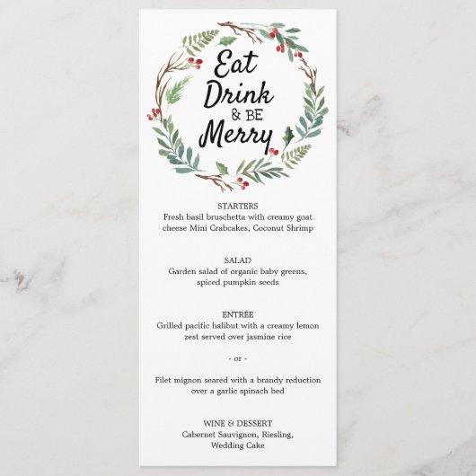 Eet Drink en wees prettig kerstdiner Menu (Voorkant)
