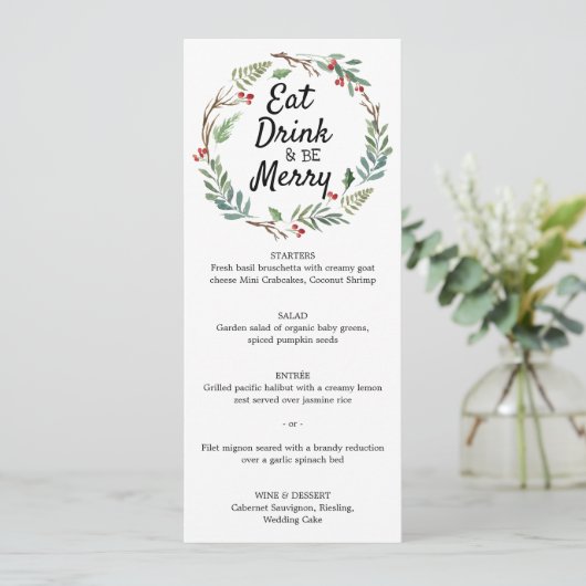 Eet Drink en wees prettig kerstdiner Menu (Staand voorkant)