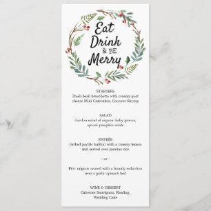 Eet Drink en wees prettig kerstdiner Menu