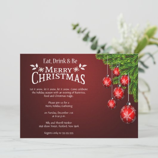 Eet, Drink en wees prettig kerstfeest Kaart (Staand voorkant)