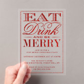 Eet, Drink en wees prettig rood kerstfeest Acryl Uitnodigingen (Insitu (Draagbaar))