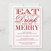Eet, Drink en wees prettig rood kerstfeest Kaart (Voorkant)