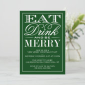 Eet, Drink en wees prettige feestelijke kerst Kaart (Staand voorkant)