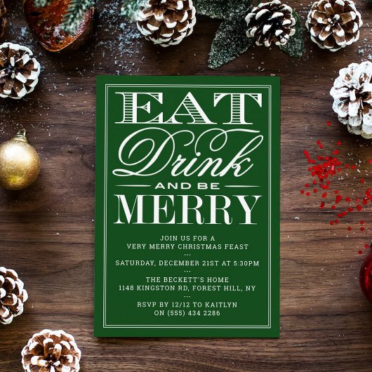 Eet, Drink en wees prettige feestelijke kerst Kaart