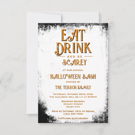 Eet Drink en wees Scarey Halloween Kaart (Voorkant)