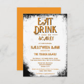 Eet Drink en wees Scarey Halloween Kaart (Voorkant / Achterkant)