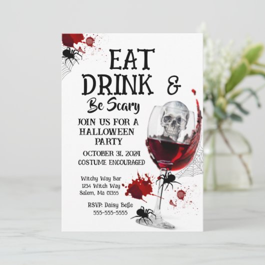 Eet, Drink en wees scarry uitnodiging (Staand voorkant)