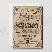 eet drink en wees spooky halloweenfeest kaart (Voorkant)