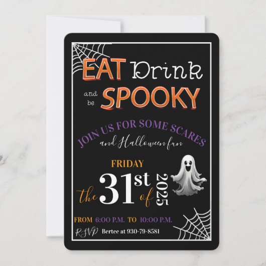Eet, drink en wees spooky kaart (Voorkant)