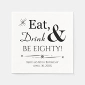 Eet Drink en wees tachtig Funky Retro 80ste Verjaa Servet (Voorkant)