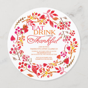 Eet Drink en wees Thankful Thanksgiving Dinner Kaart