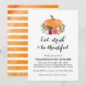 Eet Drink en wees Thankful Thanksgiving Dinner Kaart (Voorkant / Achterkant)