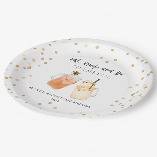 Eet Drink en wees Thankful Thanksgiving Drink Papieren Bordje (Gekanteld)
