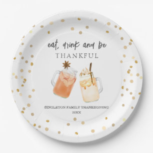 Eet Drink en wees Thankful Thanksgiving Drink Papieren Bordje