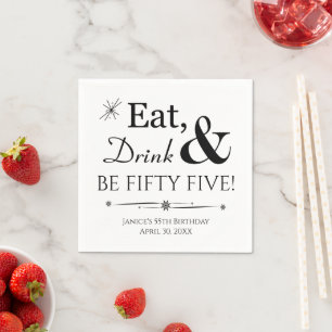 Eet Drink en wees vijfenvijftig Retro 55e Verjaard Servet