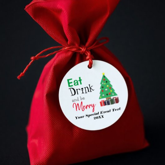 Eet, drink en wees vrolijk bedankjes labels