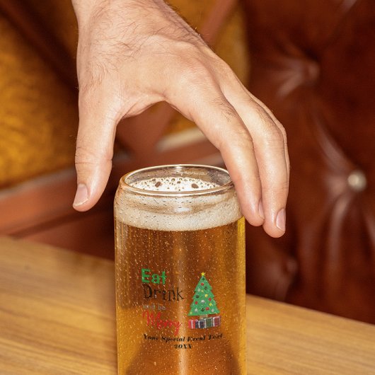 Eet, drink en wees vrolijk blikvorm glas