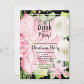 Eet Drink en wees vrolijk bloemenkerstfeest Kaart (Voorkant)