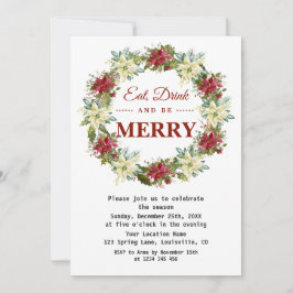 Eet, drink en wees vrolijk Bloemige Kerstfeest Kaart