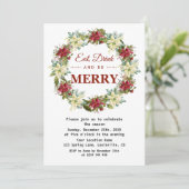 Eet, drink en wees vrolijk Bloemige Kerstfeest Kaart (Staand voorkant)