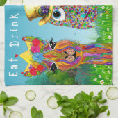 Eet Drink en wees vrolijk dierenassortiment Theedoek (Gevouwen)