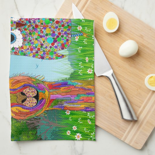 Eet Drink en wees vrolijk dierenassortiment Theedoek (Quarter Fold)