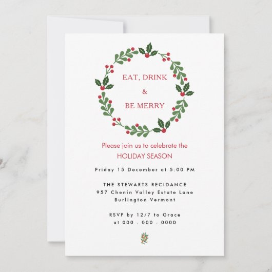 Eet Drink en wees vrolijk, elegante kerstvakantie Kaart (Voorkant)