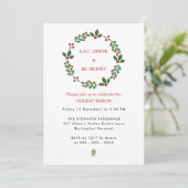 Eet Drink en wees vrolijk, elegante kerstvakantie Kaart (Staand voorkant)