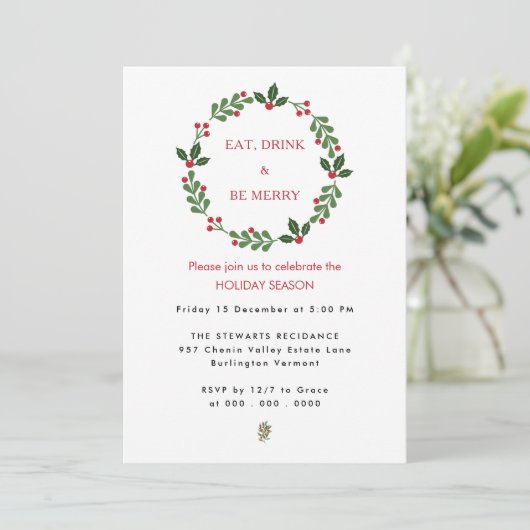 Eet Drink en wees vrolijk, elegante kerstvakantie Kaart (Staand voorkant)