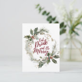 Eet, Drink en Wees Vrolijk Feestdagenkaart (Staand voorkant)