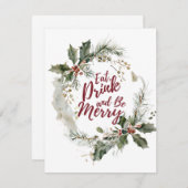 Eet, Drink en Wees Vrolijk Feestdagenkaart (Voorkant / Achterkant)