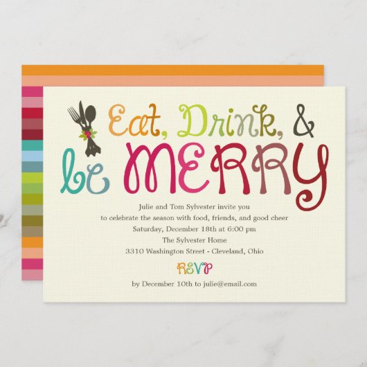 Eet Drink en wees vrolijk feestuitnodiging Kaart (Voorkant / Achterkant)