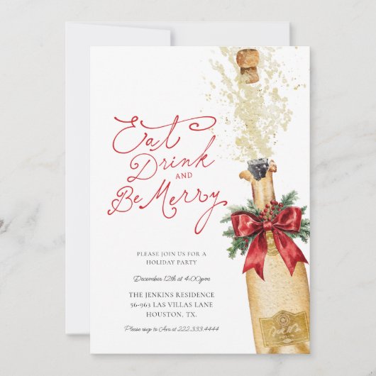 Eet Drink en wees vrolijk feestuitnodiging Kaart (Voorkant)