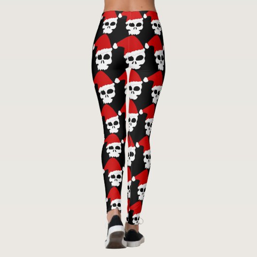 Eet, Drink en wees vrolijk Funny Skull Santa Gothi Leggings (Achterkant)